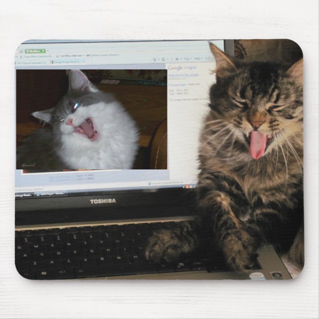 Sharing a laugh on video chat mouse pad (Front)