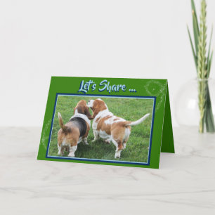 Sharing Bassets On Funny Birthday Card
