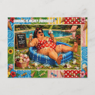 Sharing Is Highly Overrated - Self Denial Cartoon Holiday Postcard