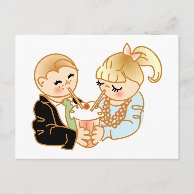 Sharing Romantic Ice Cream Postcard (Front)