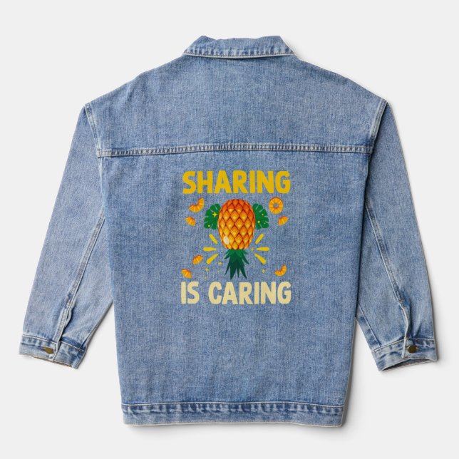 Sharing 's Caring Upside Down Pineapple Swinger  Denim Jacket (Back)