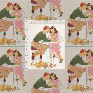 Sharing Sodas Vintage Retro Fabric Print
