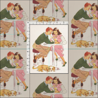Sharing Sodas Vintage Retro Fabric Print