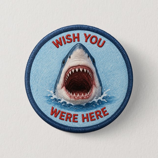 Shark 6 Cm Round Badge (Front)