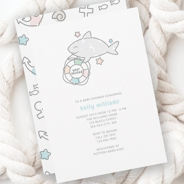 Shark Ahoy Baby Shower Invitation (Shark Ahoy Baby Collecion)