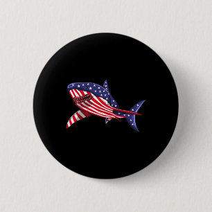 Shark American Flag Jawsome 4th Of July Kids Boys  6 Cm Round Badge