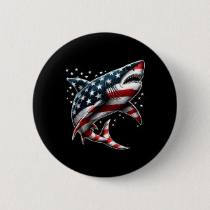 Shark American Flag Usa 4th Of July Funny Boys Gir 6 Cm Round Badge