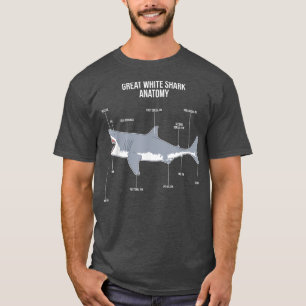Shark Anatomy Great White Shark Ocean Animal Fish  T-Shirt