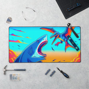 Shark and Dinoaur Desk Mat