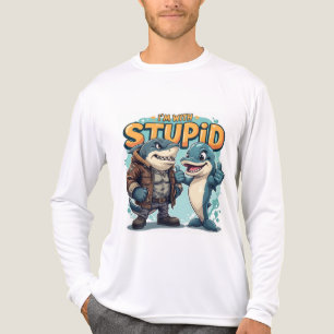 Shark and Dolphin "I'm With Stupid" Funny design Tri-Blend Shirt