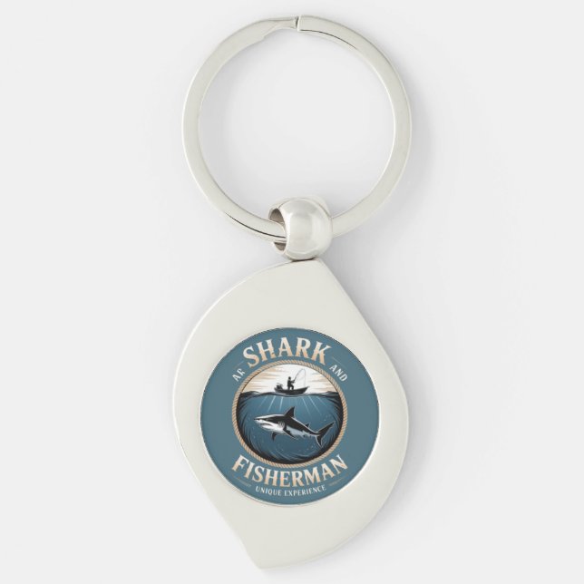 Shark and Fisherman Key Ring (Front)