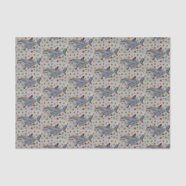 Shark and Polka Dots Tissue Paper (Front)