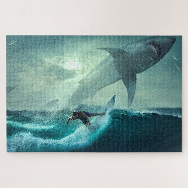 Shark and Surfer Ocean Jigsaw Puzzle (Horizontal)