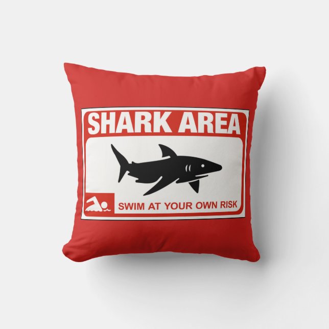 Shark Area, Sign, New York, US Cushion (Front)