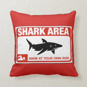 Shark Area, Sign, New York, US Cushion