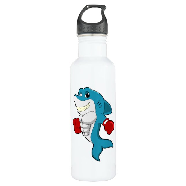 Shark as Boxer with Boxing gloves 710 Ml Water Bottle (Front)
