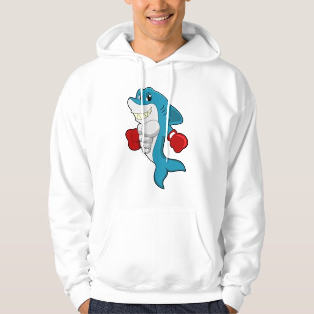 Shark as Boxer with Boxing gloves Hoodie (Front)
