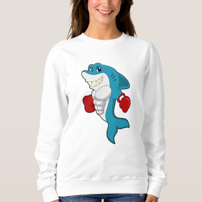 Shark as Boxer with Boxing gloves Sweatshirt (Front)