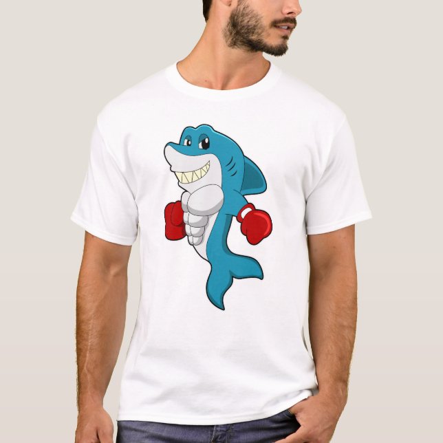 Shark as Boxer with Boxing gloves T-Shirt (Front)