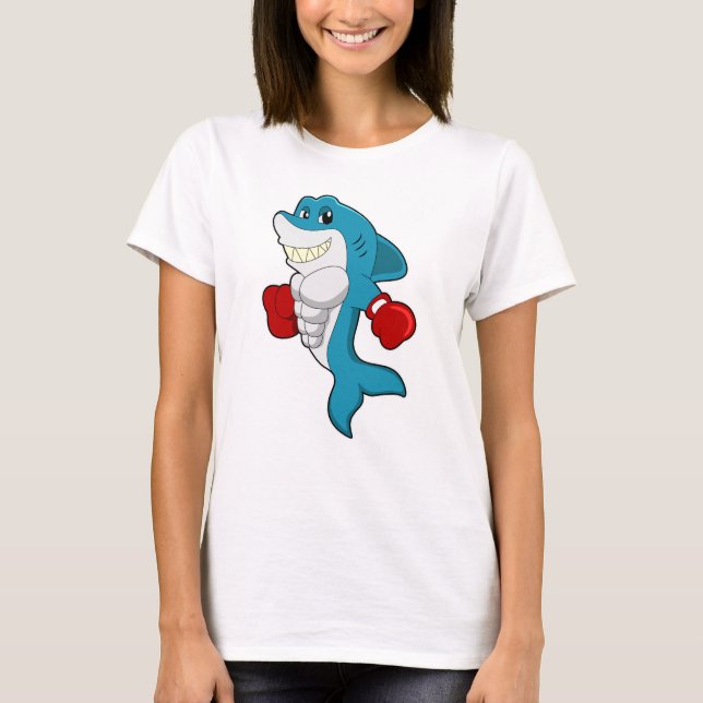 Shark as Boxer with Boxing gloves T-Shirt (Front)