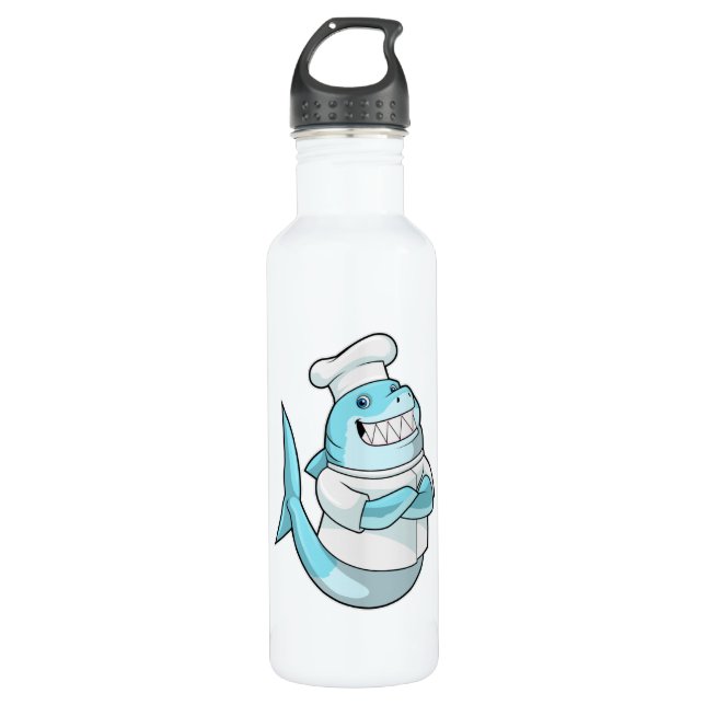 Shark as Chef with Cooking apron 710 Ml Water Bottle (Front)