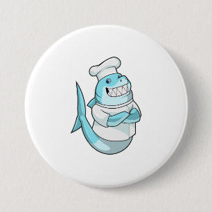 Shark as Chef with Cooking apron 7.5 Cm Round Badge