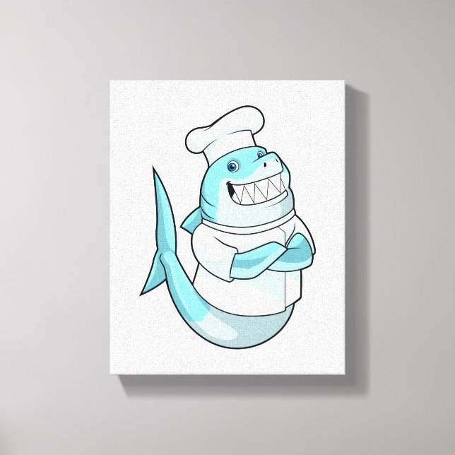 Shark as Chef with Cooking apron Canvas Print (Front)