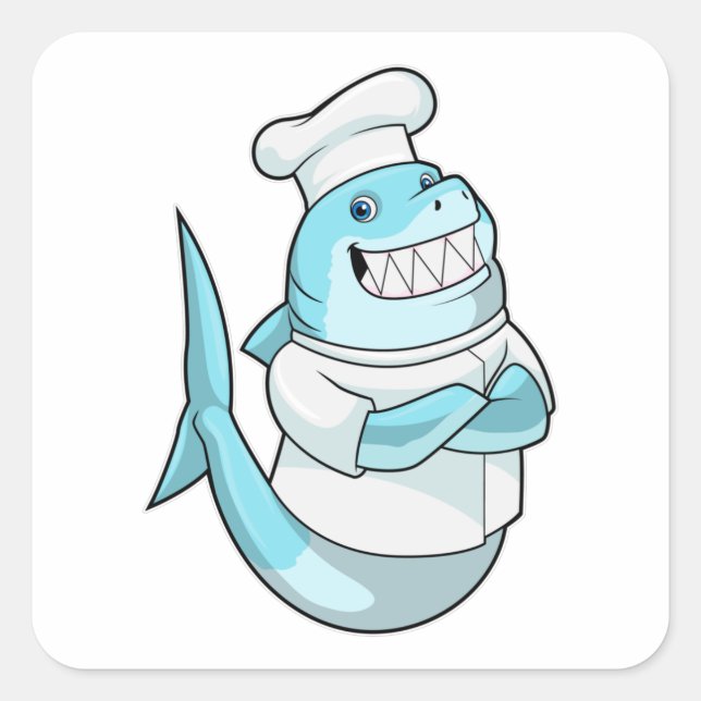 Shark as Chef with Cooking apron Square Sticker (Front)