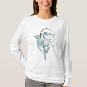 Shark as Fisher with Fishing rod T-Shirt