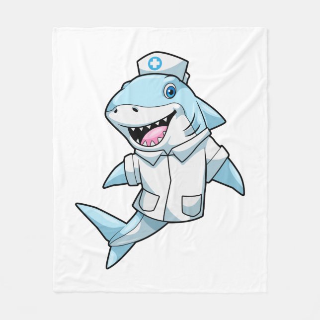 Shark as Nurse with Coat Fleece Blanket (Front)