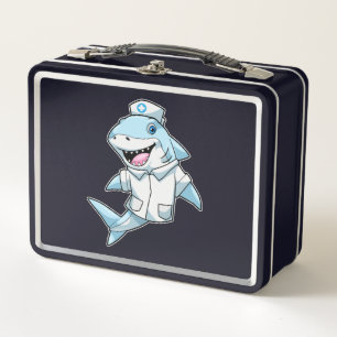 Shark as Nurse with Coat Metal Lunch Box