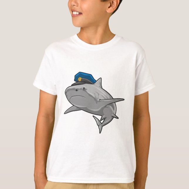 Shark as Police officer Police T-Shirt (Front)