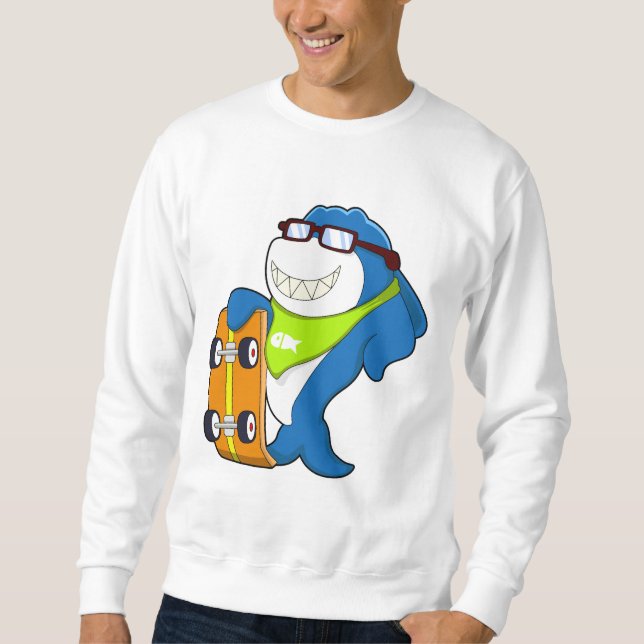 Shark as Skater with Skateboard Sweatshirt (Front)