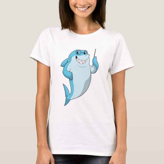 Shark as Teacher with Pointer T-Shirt (Front)