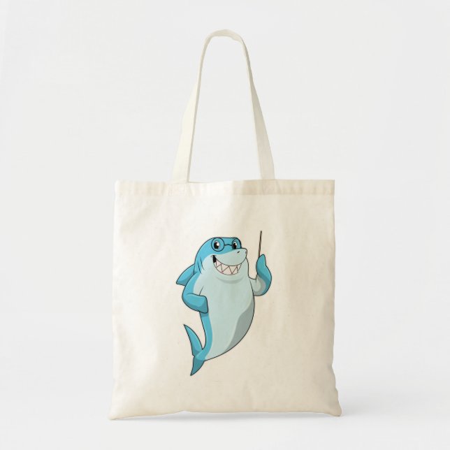 Shark as Teacher with Pointer Tote Bag (Front)