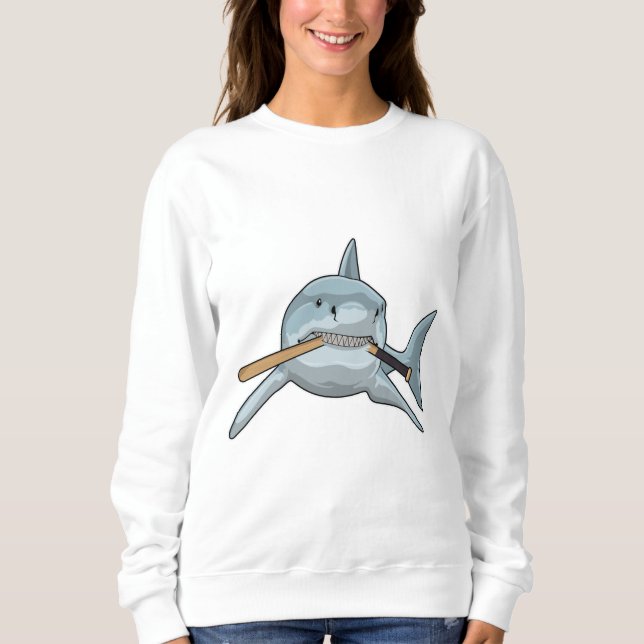 Shark at Baseball with Baseball bat Sweatshirt (Front)