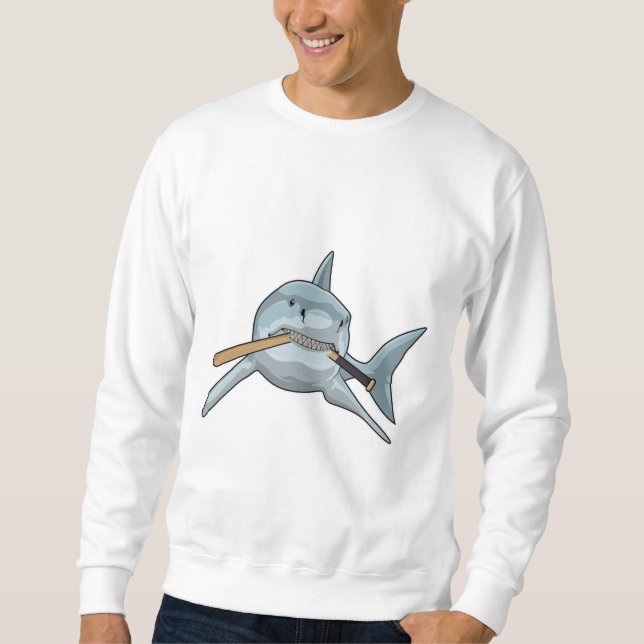 Shark at Baseball with Baseball bat Sweatshirt (Front)