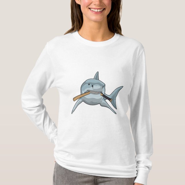 Shark at Baseball with Baseball bat T-Shirt (Front)