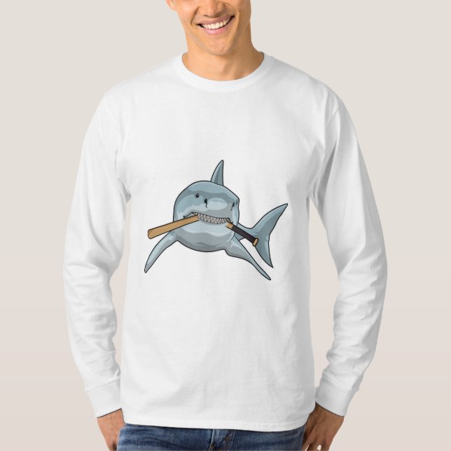 Shark at Baseball with Baseball bat T-Shirt (Front)