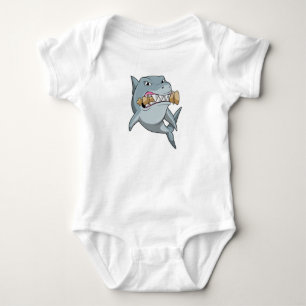 Shark at Chess with Chess piece King Baby Bodysuit