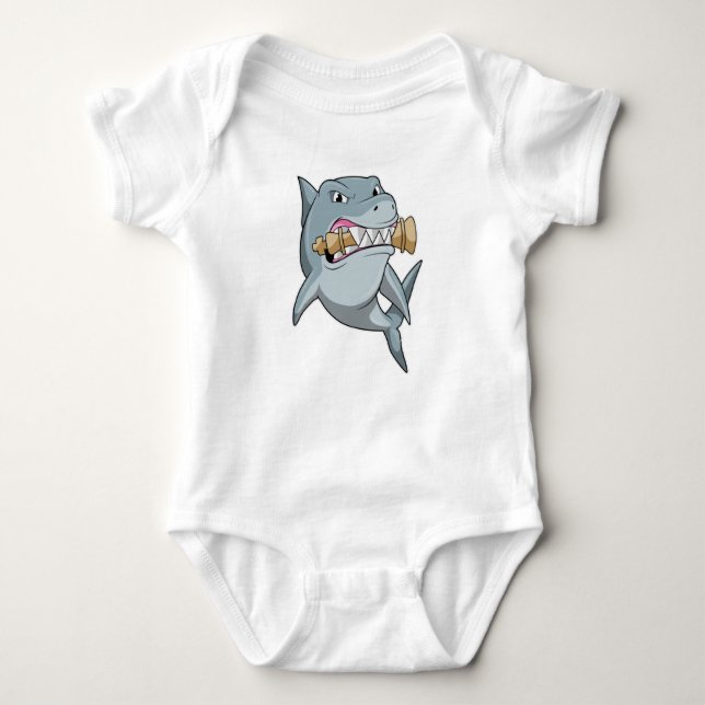 Shark at Chess with Chess piece King Baby Bodysuit (Front)