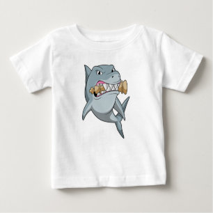 Shark at Chess with Chess piece King Baby T-Shirt