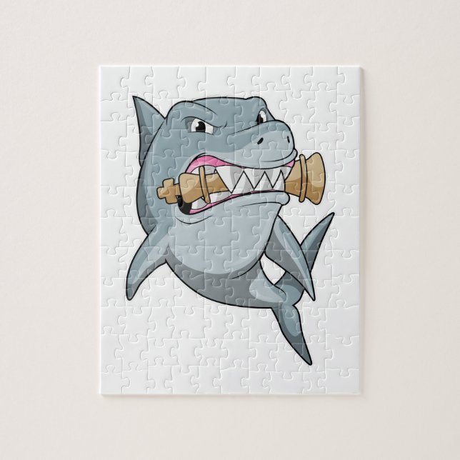 Shark at Chess with Chess piece King Jigsaw Puzzle (Vertical)
