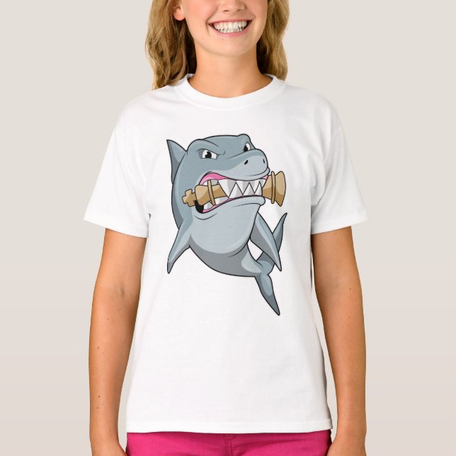 Shark at Chess with Chess piece King T-Shirt (Front)