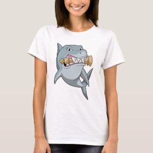 Shark at Chess with Chess piece King T-Shirt