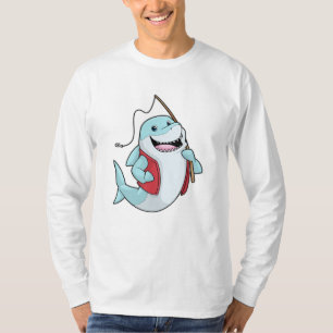 Shark at Fishing with Fishing rod T-Shirt