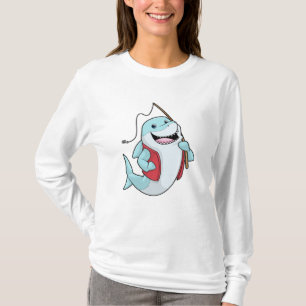 Shark at Fishing with Fishing rod T-Shirt