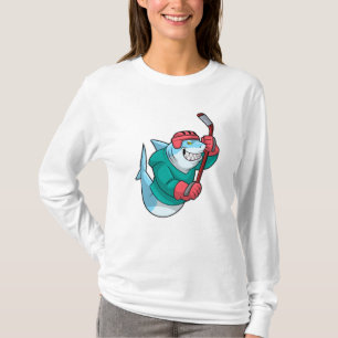 Shark at Ice hockey with Ice hockey stick & Helmet T-Shirt