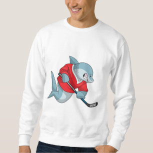 Shark at Ice hockey with Ice hockey stick Sweatshirt