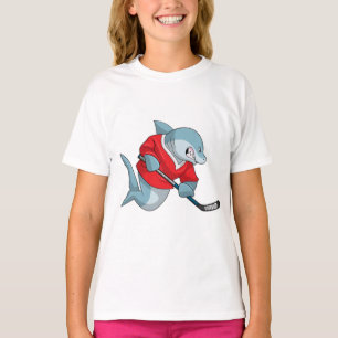 Shark at Ice hockey with Ice hockey stick T-Shirt